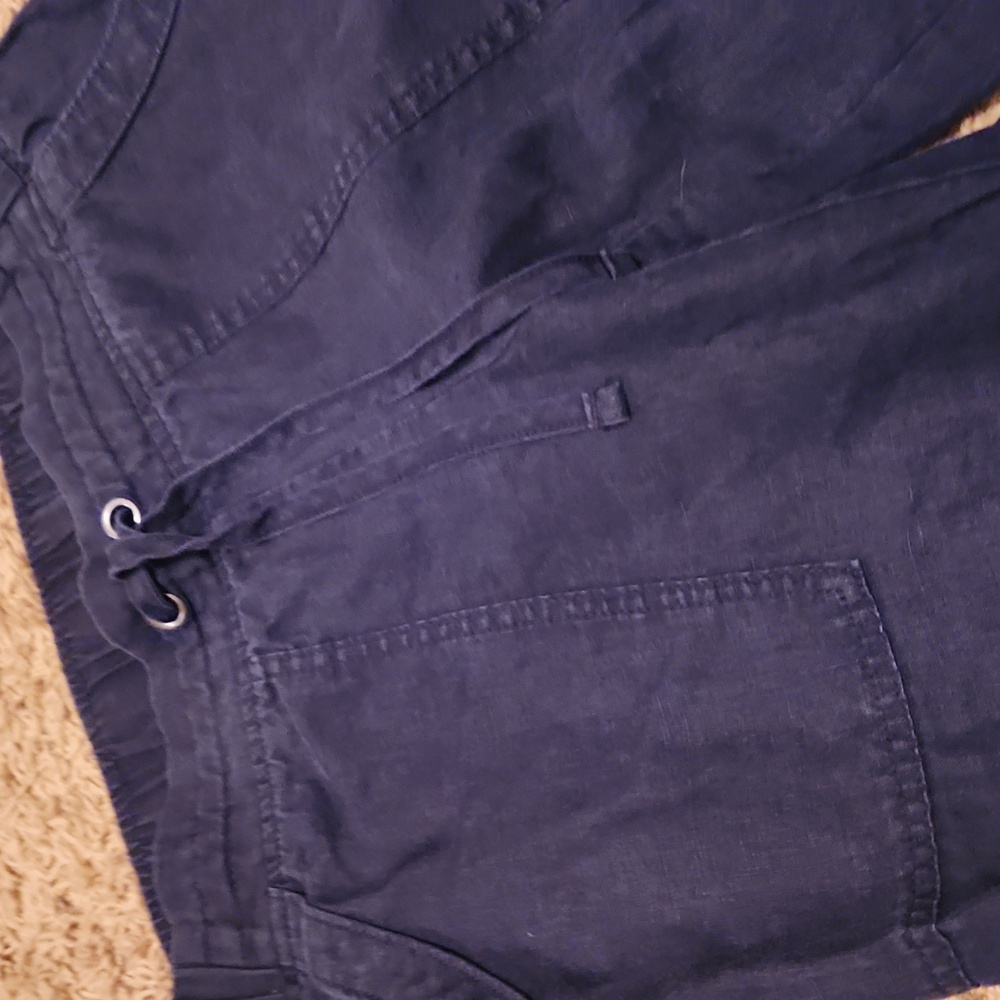Athleta 100% Linen Dark Blue Pants Size 6 - Picture 4 of 9